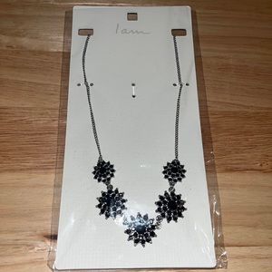 ☘️ 3 for $20! ☘️ I Am Brand Black and Silver Flower Necklace